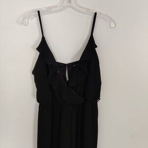 Revamped Women's Jumpsuit Size M Black Surplice Ruffles Summer Party Elegant